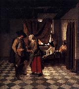 Pieter de Hooch Paying the Hostess oil on canvas